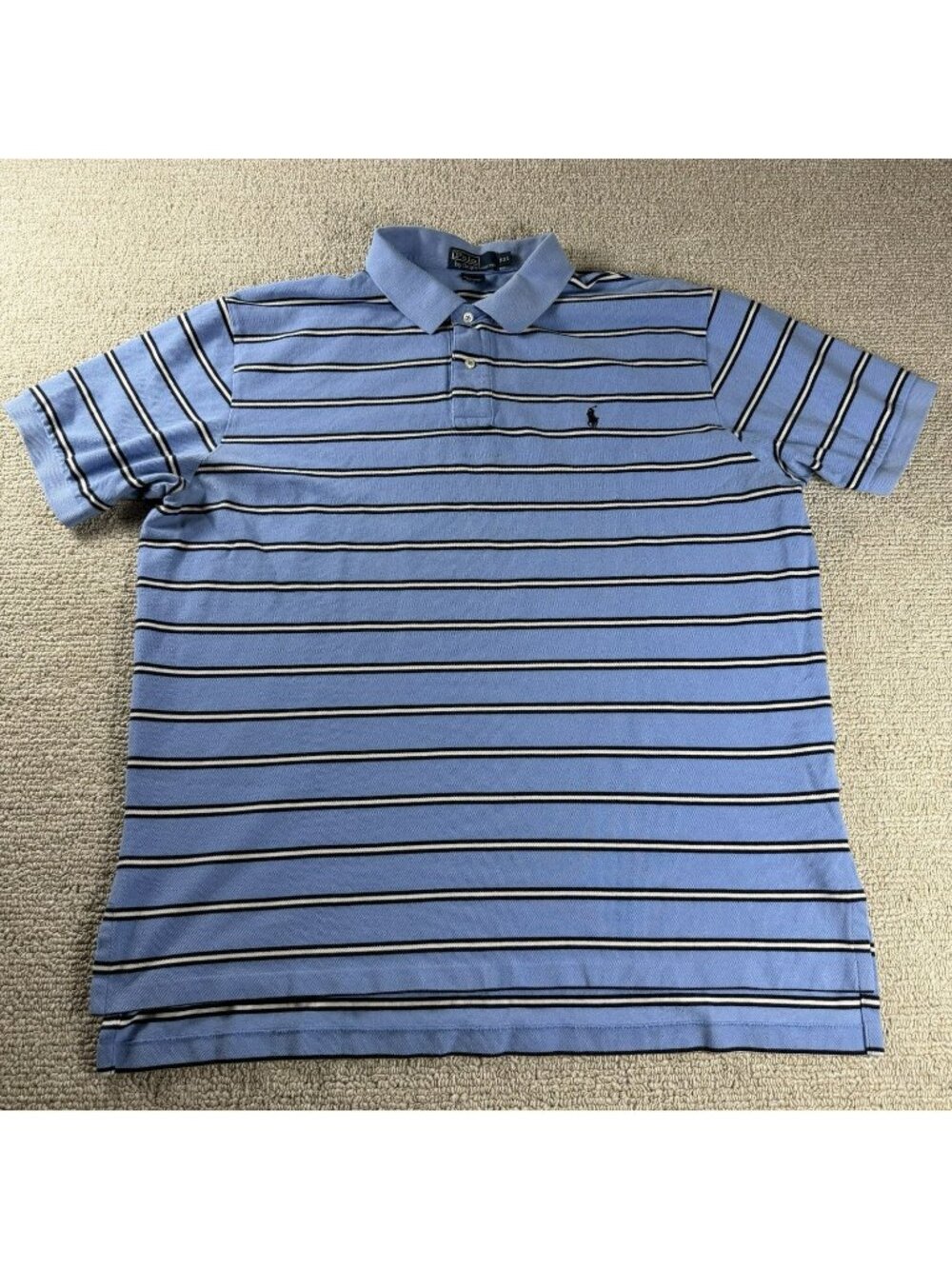 Vintage Polo Ralph Lauren Striped Polo Shirt Blue Men’s Size XXL